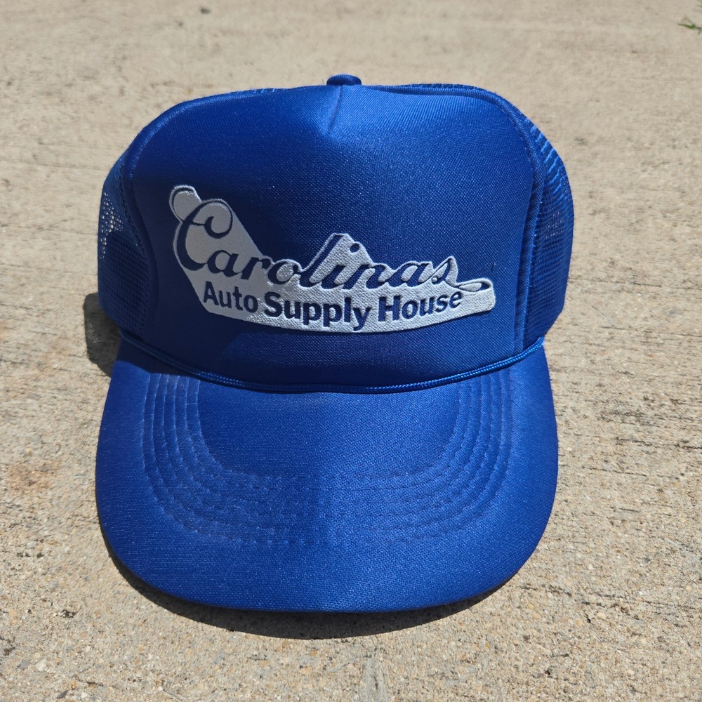 Vtg Capital Caps Carolinas Auto Supply House Blue Mens Osfm Trucker Snapback Hat